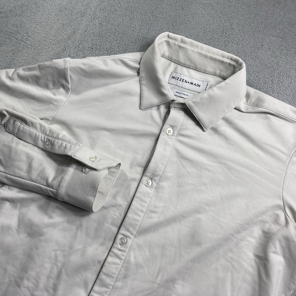 Mizzen+Main Solid White Button Down Performance M… - image 1